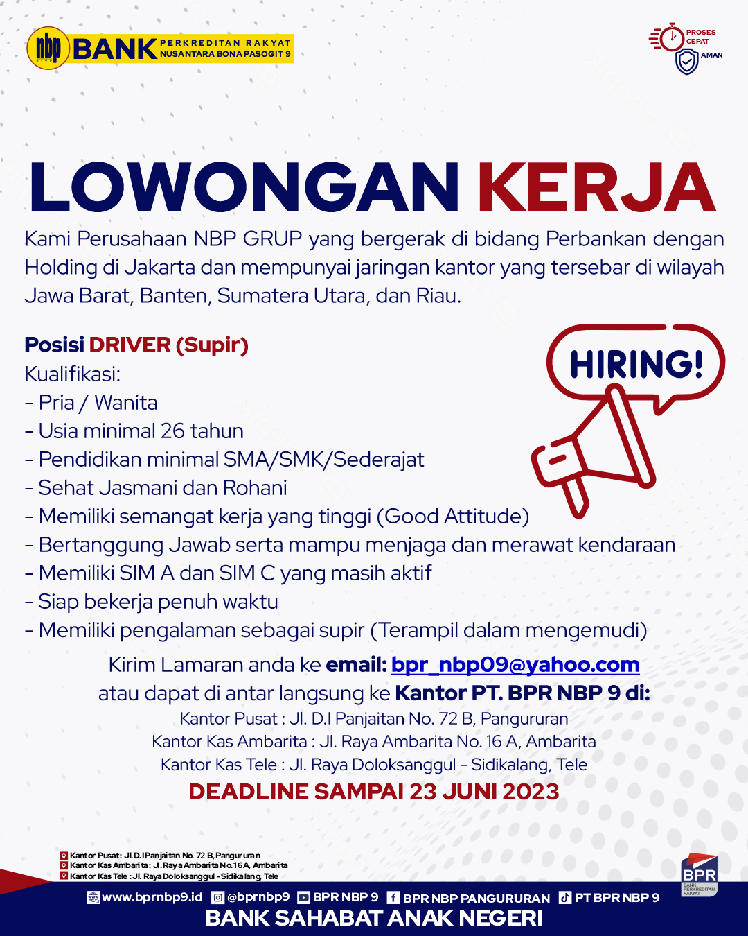 LOWONGAN PEKERJAAN LOWONGAN PEKERJAAN