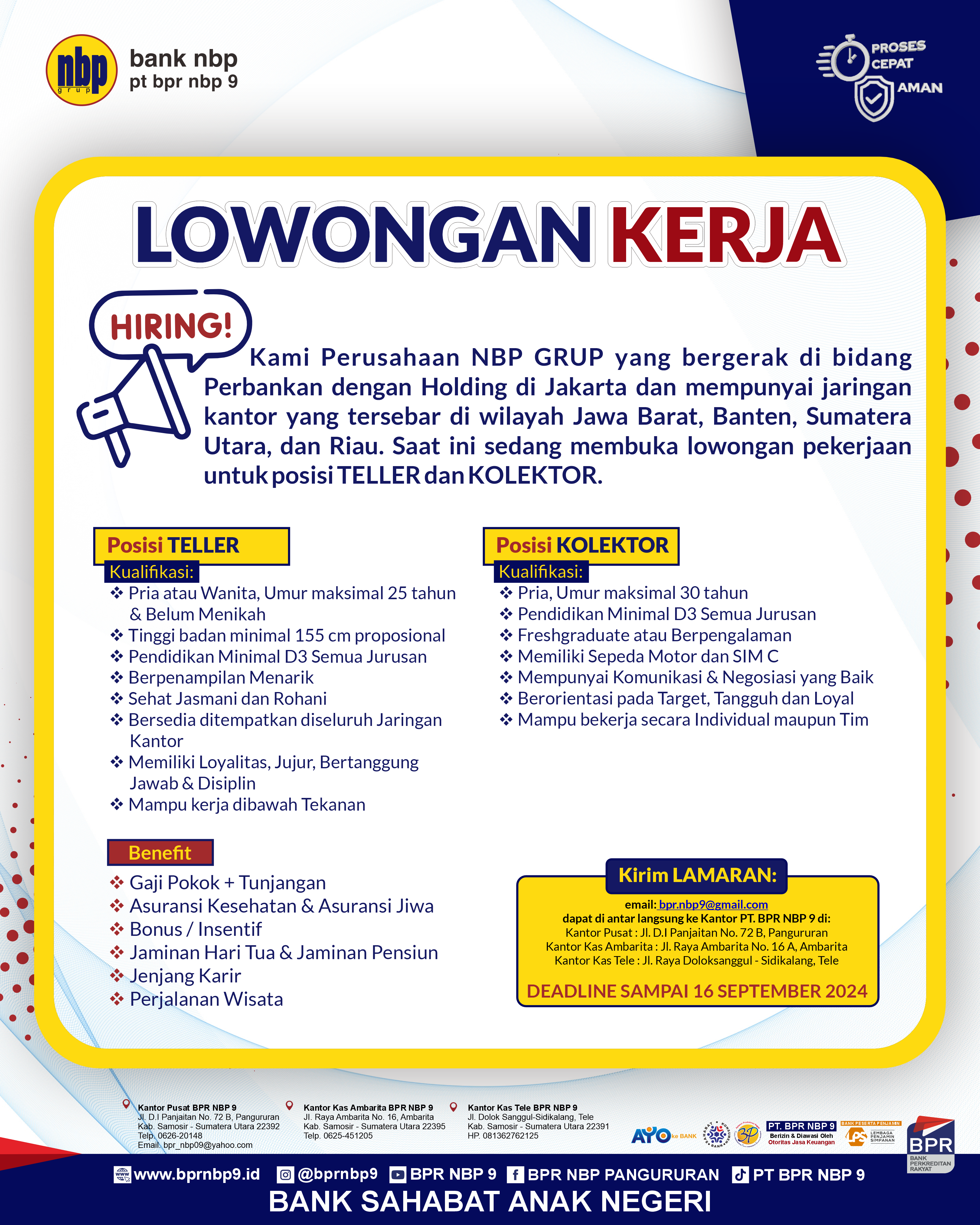 LOWONGAN PEKERJAAN LOWONGAN PEKERJAAN