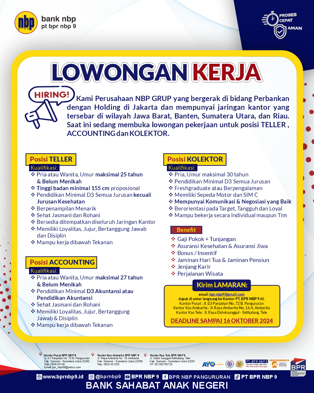 LOWONGAN PEKERJAAN LOWONGAN PEKERJAAN