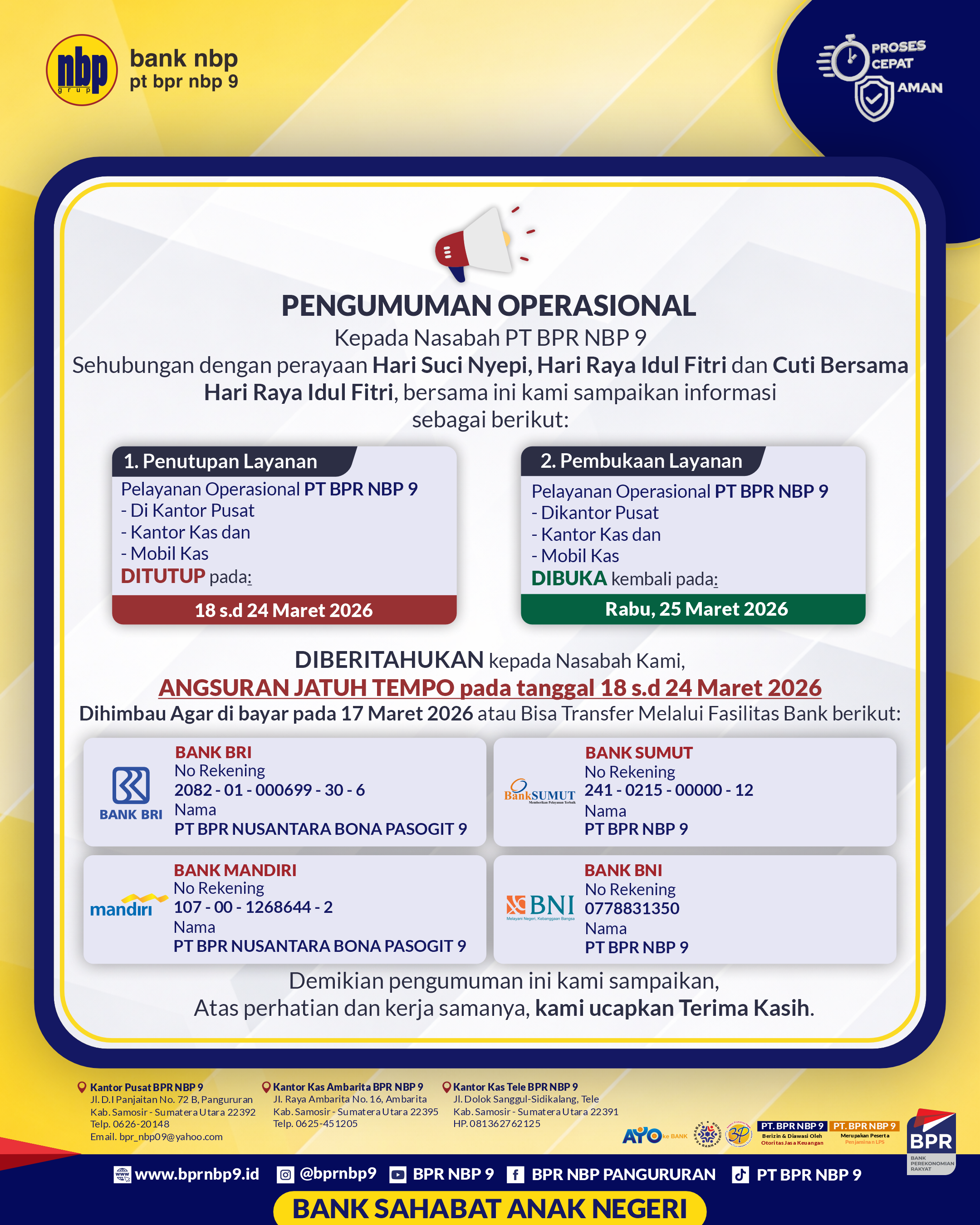 PENGUMUMAN NYEPI DAN IDUL FITRI 2026