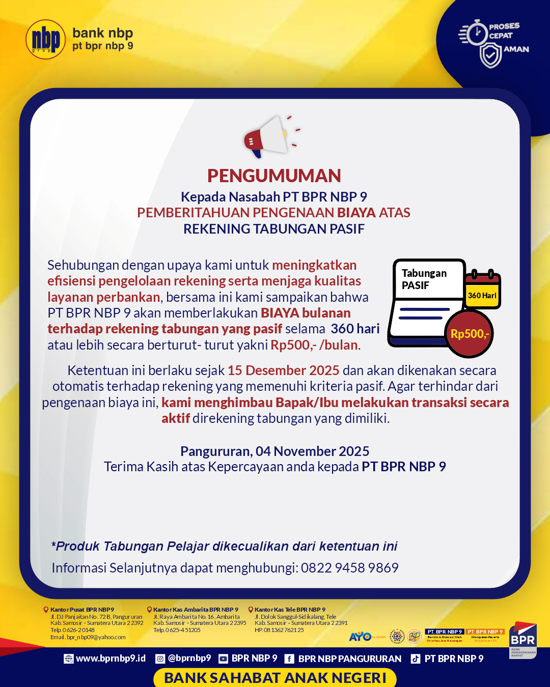 PENGUMUMAN TAB PASIF